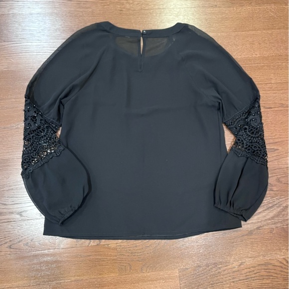 Faisca Black Mesh Knit Long Sleeve Top Witchy Vampire Whimsical 90s Goth Emo Y2K - Picture 9 of 9